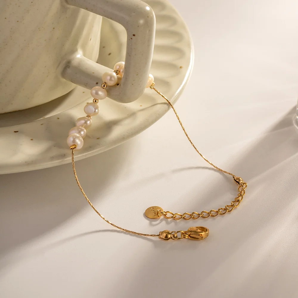 Vintage Natural Pearl Chain Bracelets |18K Gold - Image 11