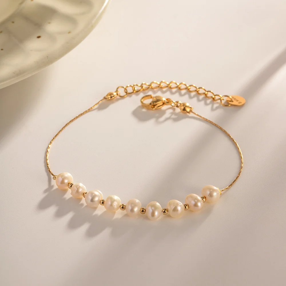 Vintage Natural Pearl Chain Bracelets |18K Gold - Image 12