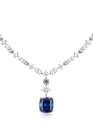 Sapphire Diamonds Gemstone Necklaces |925 Silver