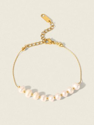 Vintage Natural Pearl Chain Bracelets |18K Gold