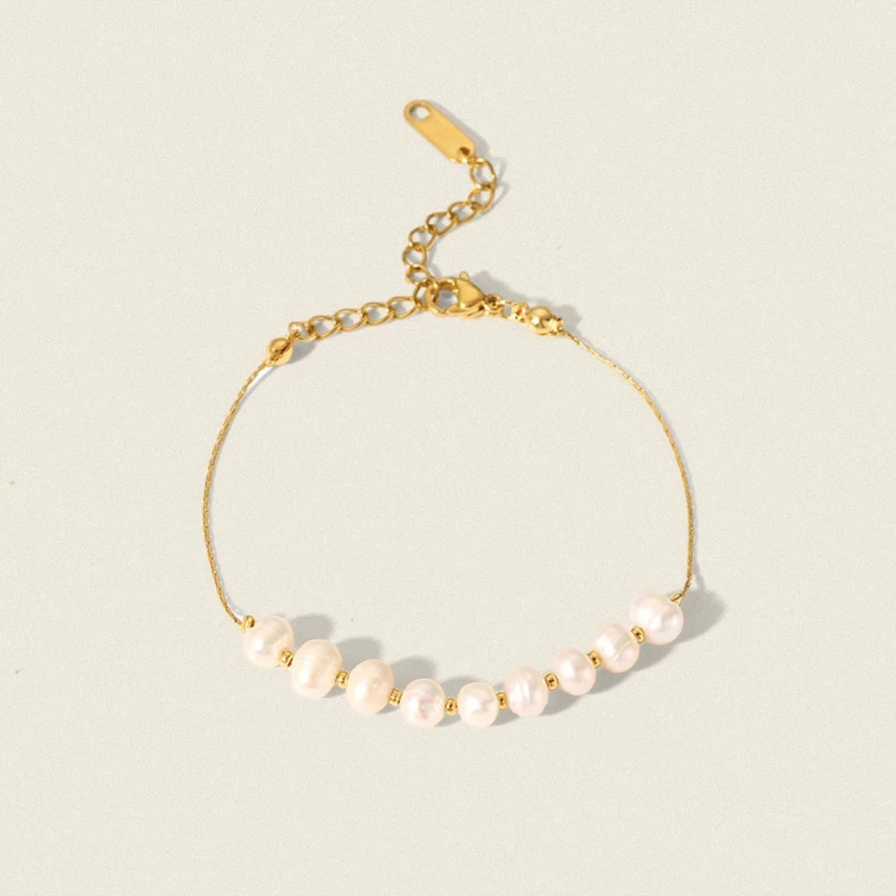 Vintage Natural Pearl Chain Bracelets |18K Gold - Image 2