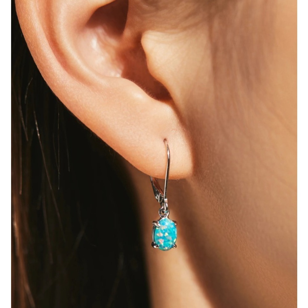 Hexagonal Opal Earrings |Sterling Silver - Image 4