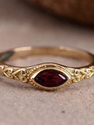 Vintage Red Cubic Zirconia Ring |24K Gold