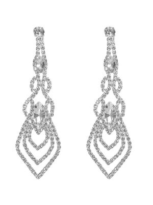 Full Diamonds Irregular Long Earrings |Silver