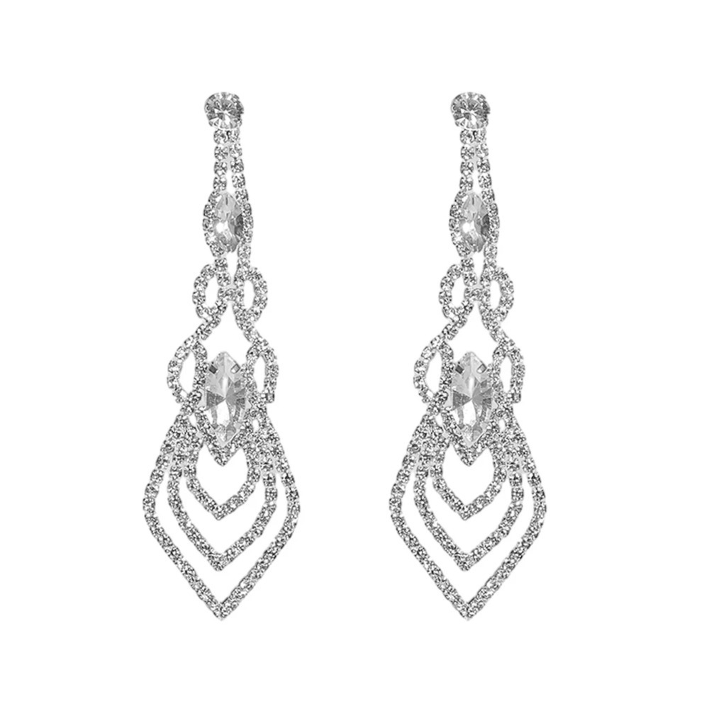 Full Diamonds Irregular Long Earrings |Silver