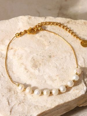 Vintage Natural Pearl Chain Bracelets |18K Gold