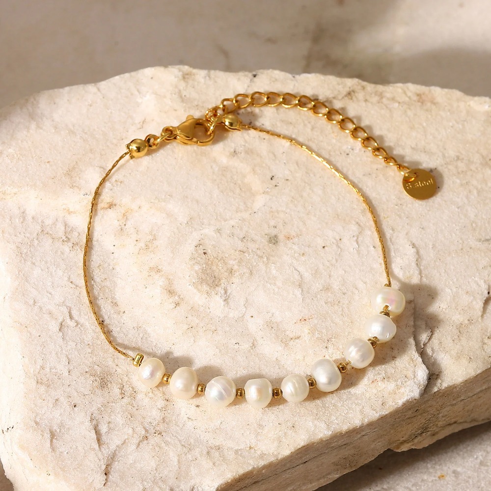 Vintage Natural Pearl Chain Bracelets |18K Gold