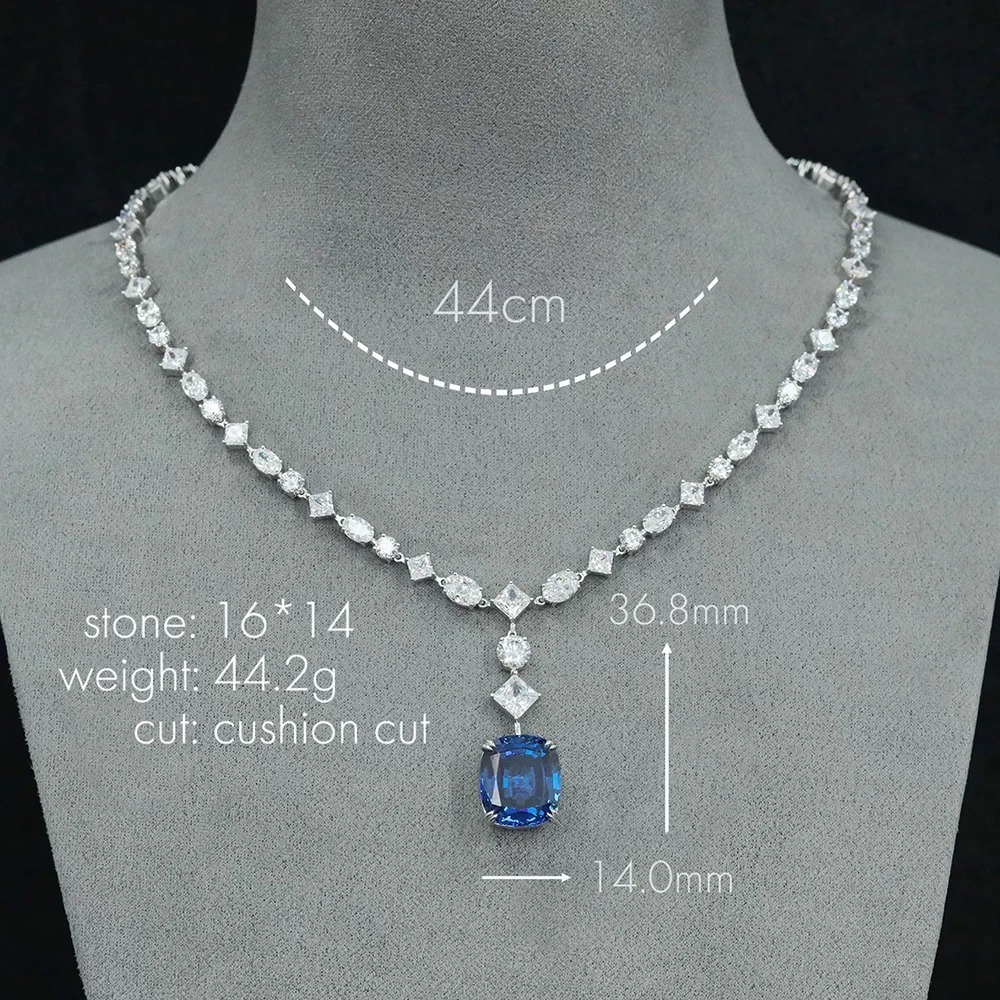 Sapphire Diamonds Gemstone Necklaces |925 Silver - Image 3