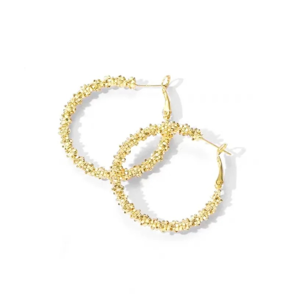 Minimalist Shimmering Grains Earrings|24K Gold - Image 5