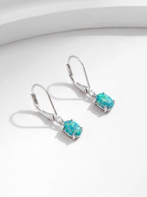 Hexagonal Opal Earrings |Sterling Silver