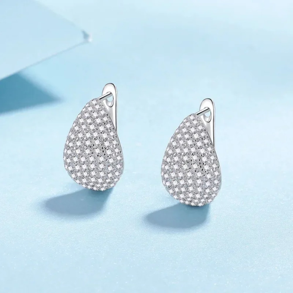 Teardrop Diamond Drop Wedding Earring |Silver - Image 4