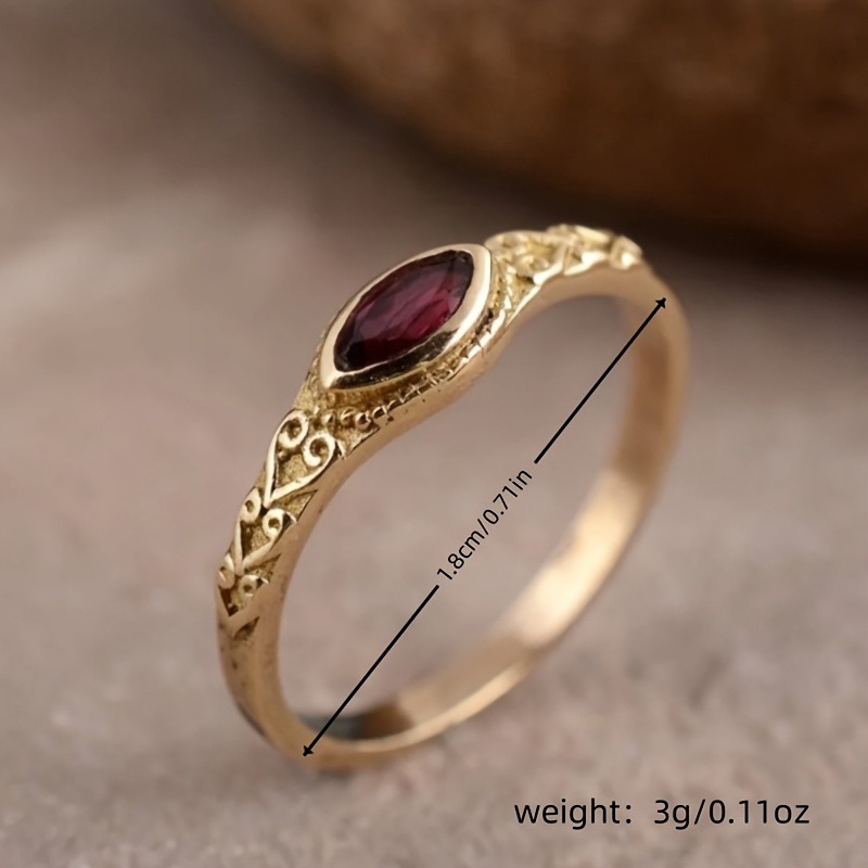 Vintage Red Cubic Zirconia Ring |24K Gold - Image 4