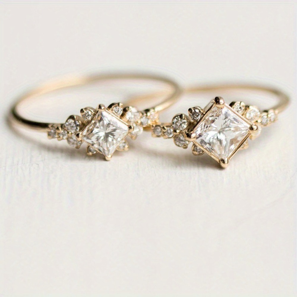 Engagement Square Zirconia Ring |18K Gold - Image 6