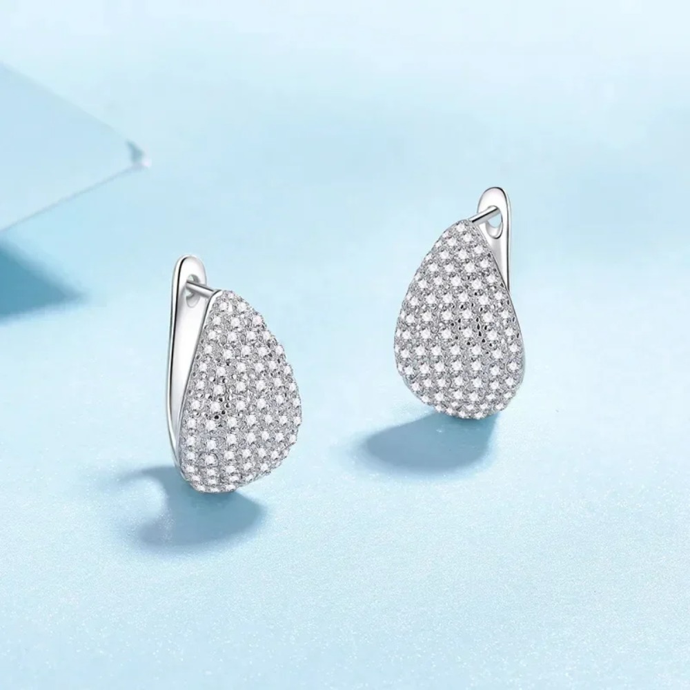 Teardrop Diamond Drop Wedding Earring |Silver - Image 5