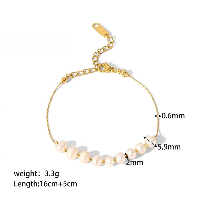 Vintage Natural Pearl Chain Bracelets |18K Gold - Image 6
