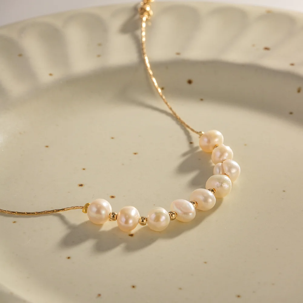 Vintage Natural Pearl Chain Bracelets |18K Gold - Image 9