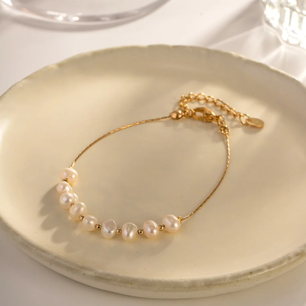 Vintage Natural Pearl Chain Bracelets |18K Gold - Image 10